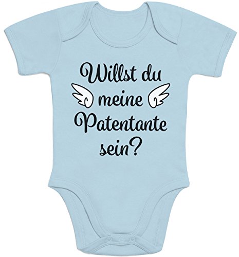Shirtgeil Baby Body Geschenkidee - Willst du Meine Patentante Sein Strampler Kurzarm 0-3 Monate Hellblau von Shirtgeil