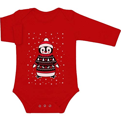 Shirtgeil Baby Body Junge Mädchen Baby Xmas Pinguin mit Rentier Weihnachtspullover und Mütze 0-3 Monate Rot von Shirtgeil