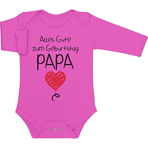 Shirtgeil Baby Body Langarm - Alles Gute Zum Geburtstag Papa - Vater Geschenk 3-6 Monate Wow rosa von Shirtgeil