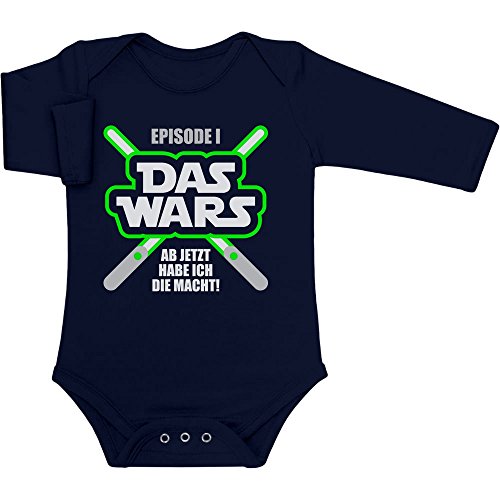 Shirtgeil Baby Body Langarm Junge DAS Wars ab jetzt Habe ich die Macht Lichtschwert Motiv - Baby Erstausstattung Neugeborene Jungen Baby Geschenk Fans Strampler 12-18 Monate Marineblau von Shirtgeil