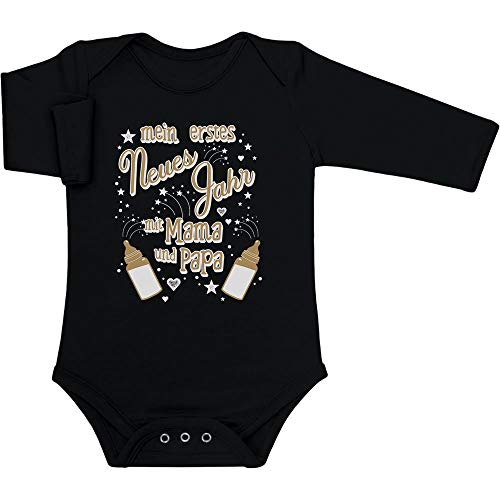 Shirtgeil Baby Body Langarm Mein erstes Neues Jahr mit Mama und Papa Baby Strampler 6-12 Monate Schwarz Shirtgeil Baby Body Langarm Mein erstes Neues Jahr mit Mama und Papa Baby Strampler 6-12 Monate Schwarz von Shirtgeil
