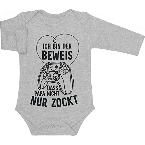 Shirtgeil Baby Body Langarm - Nicht nur Zocker oder Gamer Papa Baby Strampler 6M Grau von Shirtgeil