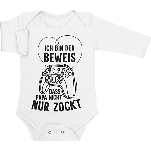 Shirtgeil Baby Body Langarm - Nicht nur Zocker oder Gamer Papa Baby Strampler 6M Weiß von Shirtgeil