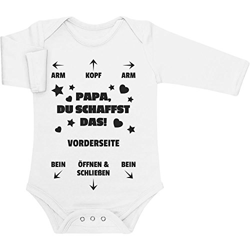 Shirtgeil Baby Body Langarm Witziges Geschenk für Vater - Papa DU SCHAFFST DAS! Strampler 3-6 Monate Weiß von Shirtgeil