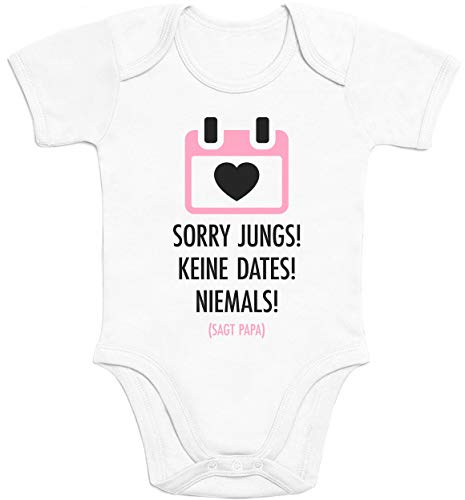 Shirtgeil Baby Body Mädchen Geschenk Sorry Jungs Keine Dates Niemals Strampler Kurzarm 0-3 Monate Weiß von Shirtgeil