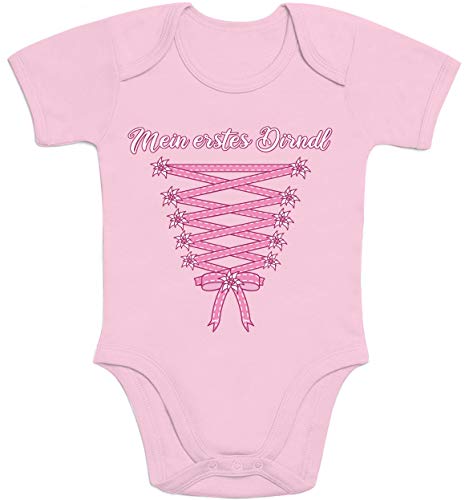 Shirtgeil Baby Body Mädchen Wiesn Mein erstes Dirndl - Kurzarm Baby Strampler Oktoberfest 0-3 Monate Rosa von Shirtgeil