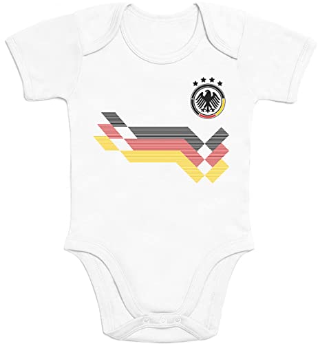 Shirtgeil Kurzarm Baby Body Fußball Trikot Motiv Deutschland - 2024 EM Strampler Junge Mädchen Babykleidung - Erstausstattung Neugeborene Jungen - Babystrampler 3-6 Monate Weiß von Shirtgeil