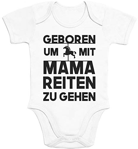 Shirtgeil Baby Body Kurzarm Baby Kleidung Mädchen Geboren Um Mit Mama Reiten Zu Gehen 0-3 Monate Weiß von Shirtgeil