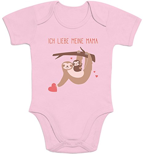 Shirtgeil Baby Body Geschenk Baby & Mami Faultier an einem Stamm Ich Liebe Meine Mama Strampler Kurzarm 3-6 Monate Rosa von Shirtgeil