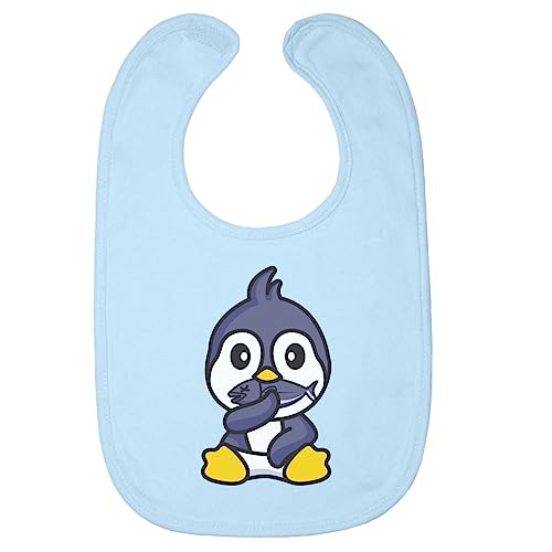 Shirtgeil Babylatz mit Motiv Pinguin Baby Kleidung Neugeborene Mädchen Junge Baby Lätzchen One Size Hellblau von Shirtgeil