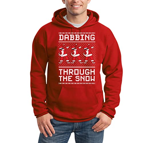 Shirtgeil Dabbing Through The Snow Ugly Christmas Sweater Herren Kapuzenpullover Hoodie Medium Rot von Shirtgeil