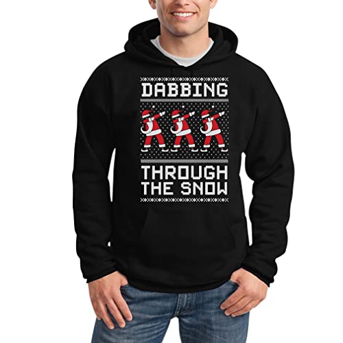Shirtgeil Dabbing Through The Snow Ugly Christmas Sweater Herren Kapuzenpullover Hoodie Medium Schwarz von Shirtgeil