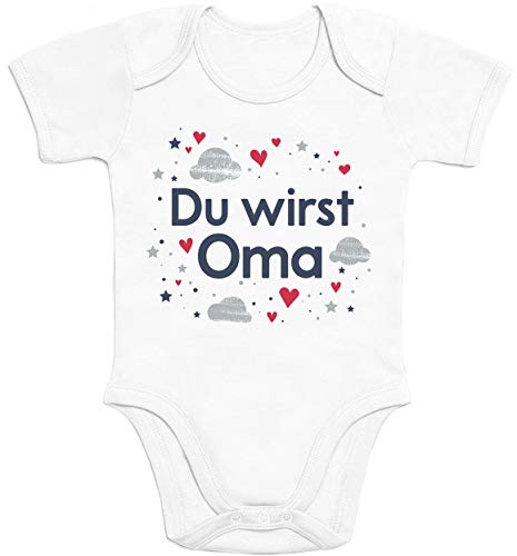 Shirtgeil Baby Body Kurzarm Du wirst Oma - Geschenkidee für Oma Geschenk Enkel Geburt 0-3 Monate Weiß von Shirtgeil