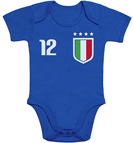 Shirtgeil Baby Body Kurzarm Fan Babytrikot Italien - für Junge und Mädchen Fußball Geschenk 0-3 Monate Blau von Shirtgeil