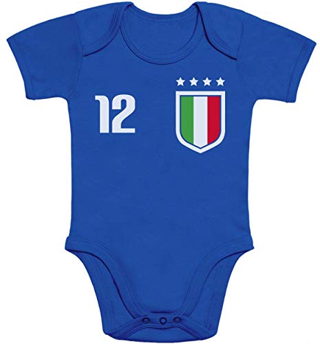 Shirtgeil Baby Body Kurzarm Fan Babytrikot Italien - für Junge und Mädchen Fußball Geschenk 6-12 Monate Blau von Shirtgeil