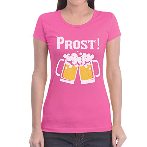 Shirtgeil Frauen Prost Oktoberfest Wiesn Shirt Bier Damen T-Shirt Slim Fit Small Rosa von Shirtgeil