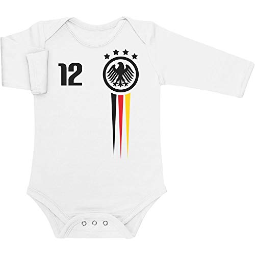 Shirtgeil Langarm Baby Body Fußball EM Deutschland Nationalmannschaft Geschenk Strampler 3-6 Monate Weiß von Shirtgeil