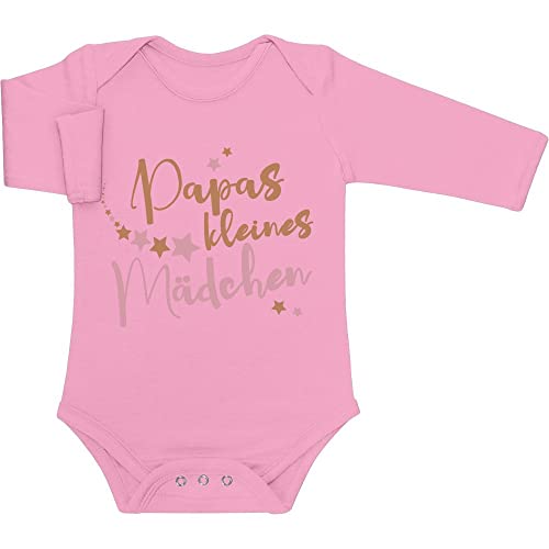 Shirtgeil Baby Body Langarm Geschenk für Papa - Papas Kleines Mädchen Baby Strampler 6M Rosa von Shirtgeil