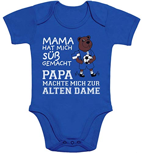 Shirtgeil Baby Body Jungen Herthaner Fan Artikel - Papa machte Mich zur Alten Dame Strampler Kurzarm 0-3 Monate Blau von Shirtgeil