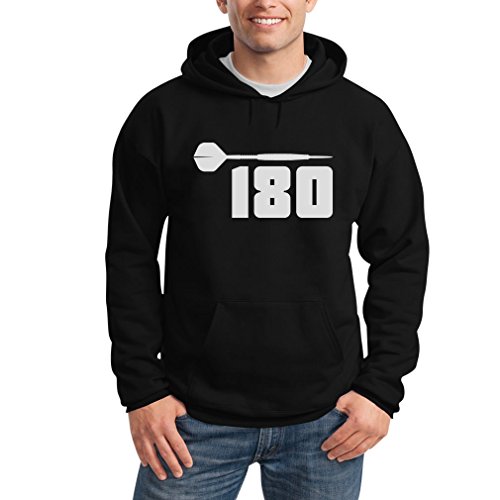 Shirtgeil Hoodie Herren Kapuzenpullover - Dart 180 - Hoodie für Darts Spieler und Fans X-Large Schwarz von Shirtgeil