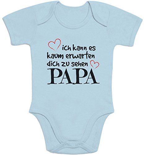 Shirtgeil Ich Kann Es Kaum Erwarten Dich Zu Sehen Papa Baby Body Kurzarm-Body, Hellblau, 57/68 (3-6M) von Shirtgeil