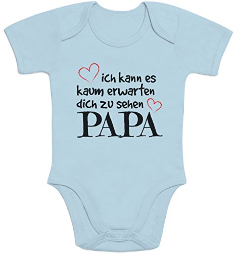 Shirtgeil Ich Kann Es Kaum Erwarten Dich Zu Sehen Papa Baby Body Kurzarm-Body, Hellblau, 57/68 (3-6M) von Shirtgeil