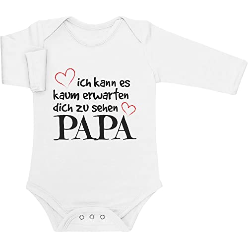 Shirtgeil Baby Body Langarm Ich Kann Es Kaum Erwarten Dich Zu Sehen Papa Baby Geschenk 0-3 Monate Weiß von Shirtgeil