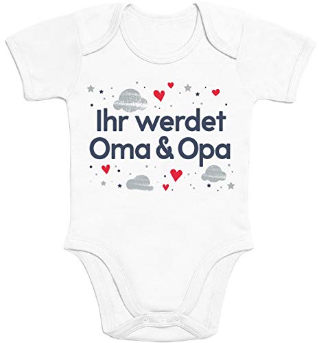 Shirtgeil Baby Body mit Spruch Ihr werdet Oma & Opa Geschenk - Baby Junge Strampler Neugeborene Babykleidung - Babybody Mädchen Babystrampler Kurzarm Bodysuits 0-3 Monate Weiß von Shirtgeil