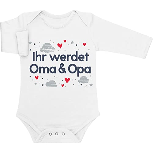 Shirtgeil Baby Body mit Spruch Ihr werdet Oma & Opa Geschenk Langarmbody Baby 0-3 Monate Weiß von Shirtgeil