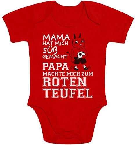 Shirtgeil Baby Body Kurzarm Kaiserslautern - Papa machte Mich zum Roten Teufel Strampler 0-3 Monate Rot von Shirtgeil