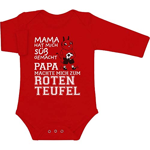 Shirtgeil Baby Body Langarm Junge Kaiserslautern - Papa machte Mich zum Roten Teufel Geschenk 0-3 Monate Rot von Shirtgeil