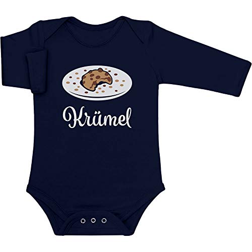 Shirtgeil Langarm Baby Body Kostüm Krümel Keks als Geschenk für Neugeborene Mädchen oder Jungen 3-6 Monate Marineblau von Shirtgeil