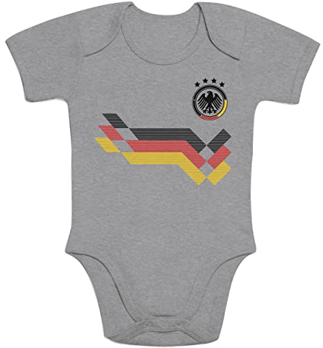 Shirtgeil Kurzarm Baby Body Fußball Trikot Motiv Deutschland - 2024 EM Strampler Junge Mädchen Babykleidung - Erstausstattung Neugeborene Jungen - Babystrampler 0-3 Monate Grau von Shirtgeil