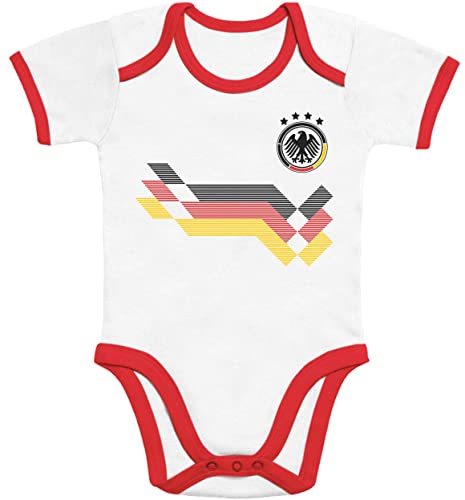 Shirtgeil Kurzarm Baby Body Fußball Trikot Motiv Deutschland - 2024 EM Strampler Junge Mädchen Babykleidung - Erstausstattung Neugeborene Jungen - Babystrampler 6-12 Monate red/White von Shirtgeil