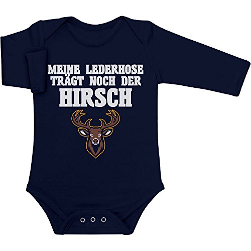 Shirtgeil Langarm Baby Body Junge - Meine Lederhose Trägt Noch Der Hirsch Babykleidung Wiesn 3-6 Monate Marineblau von Shirtgeil