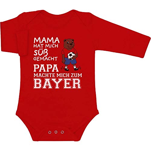 Shirtgeil Langarm Baby Body Mama hat Mich süß gemacht Papa machte Mich zum Bayer Fußball Geschenk 6-12 Monate Rot von Shirtgeil