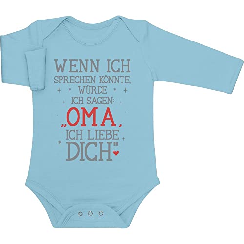 Shirtgeil Langarm Baby Body Oma ich liebe dich Babystrampler mit Spruch Oma Baby Strampler Newborn Hellblau von Shirtgeil