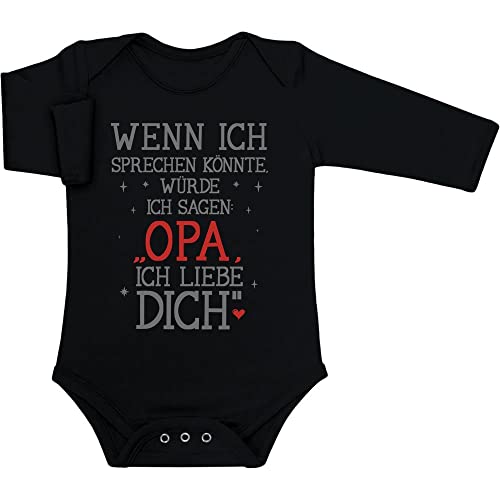 Shirtgeil Langarm Baby Body Opa ich liebe dich Babybody mit Spruch Opa Baby Strampler Newborn Schwarz von Shirtgeil