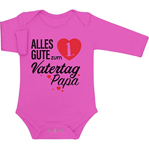 Shirtgeil Langarm Baby Body Papa - Vatertagsgeschenk Alles Gute zum 1. Vatertag Papa Geschenk 0-3 Monate Wow rosa von Shirtgeil