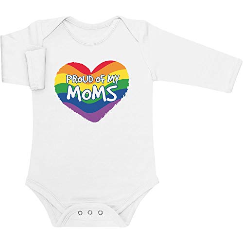 Shirtgeil Langarm Baby Body Proud of My Moms - LGBT Regenbogen Herz Strampler 0-3 Monate Weiß von Shirtgeil