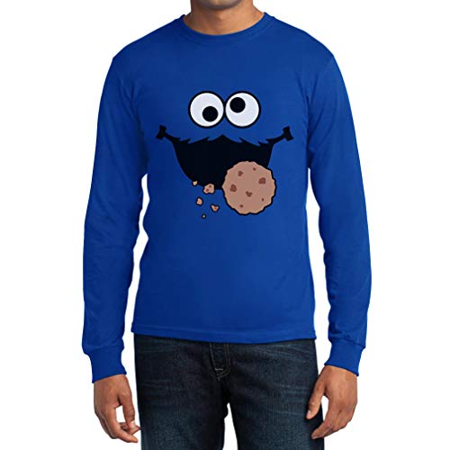 Shirtgeil Langarmshirt Herren Karneval & Fasching Männer Keks-Monster Krümel Kostüm Mann Small Blau von Shirtgeil