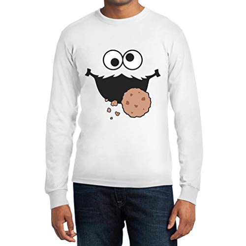 Shirtgeil Langarmshirt Herren Karneval & Fasching Männer Keks-Monster Krümel Kostüm Mann X-Large Weiß von Shirtgeil