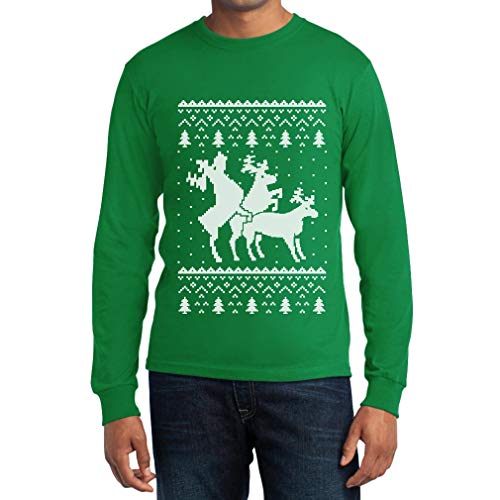 Shirtgeil Langarmshirt Herren Rehntier Dreier Weihnachts Reindeer Dünner Männer Pullover Medium Grün von Shirtgeil