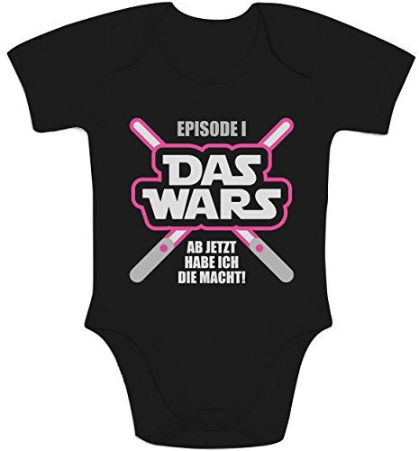 Shirtgeil Baby Body Mädchen Geschenk - DAS Wars ab jetzt Habe ich die Macht Kurzarm Strampler 0-3 Monate Schwarz von Shirtgeil