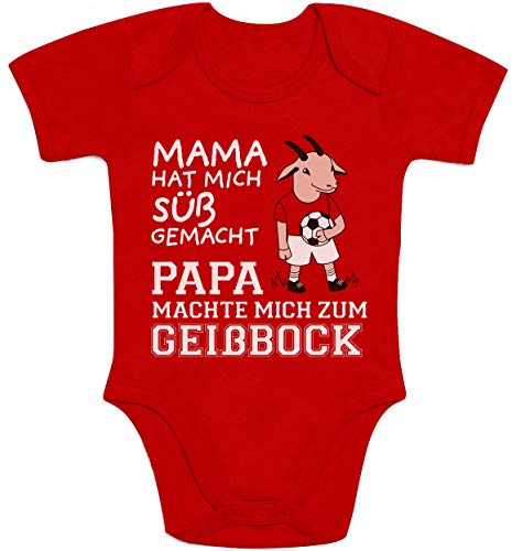 Shirtgeil Baby Body Kurzarm Mama machte Mich süß Papa machte Mich zum Geißbock Baby Junge 3-6 Monate Rot von Shirtgeil