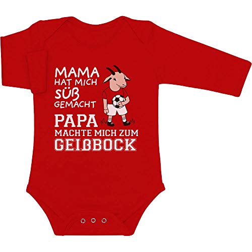 Shirtgeil Baby Body Langarm Mama machte Mich süß Papa machte Mich zum Geißbock Baby Strampler 0-3 Monate Rot von Shirtgeil