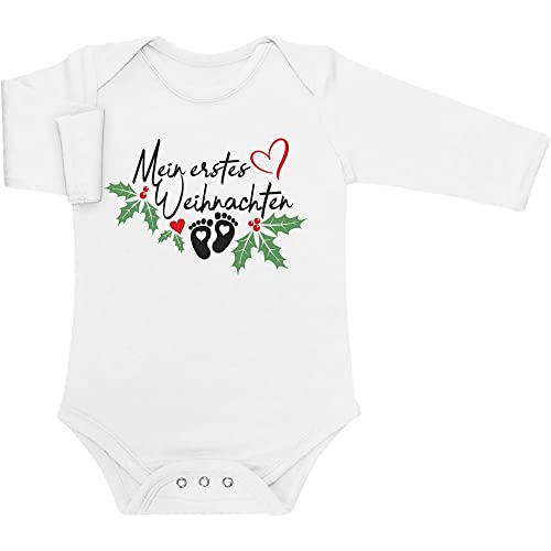 Shirtgeil Baby Body Langarm Mein erstes Weihnachten Weihnachtsmotiv Weihnachtsstrampler Baby 12M Weiß von Shirtgeil