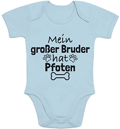 Shirtgeil Baby Body Kurzarm Mein großer Bruder hat Pfoten Geschwister Geschenk Hunde 6M Hellblau von Shirtgeil