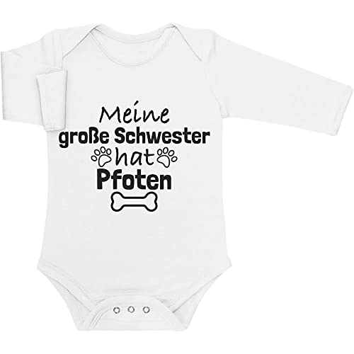 Shirtgeil Meine große Schwester hat Pfoten Geschenk Baby Langarm Body Newborn Weiß von Shirtgeil