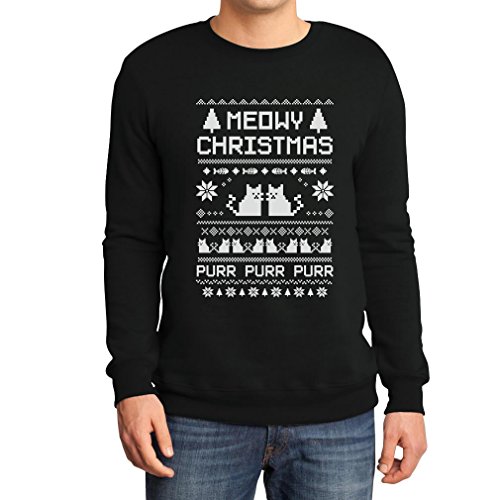 Shirtgeil MeowyChristmas Christmas Herren Sweater Süsse Kätzchen Weihnatchspullover Schwarz Small von Shirtgeil